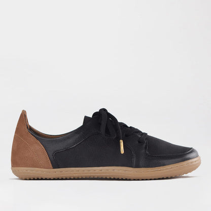 Froggie Shoes Shoes Froggie Women's Lace-up Barefoot Shoe-Removable Footbed-Black and Tabacco Leather Suede - 12829