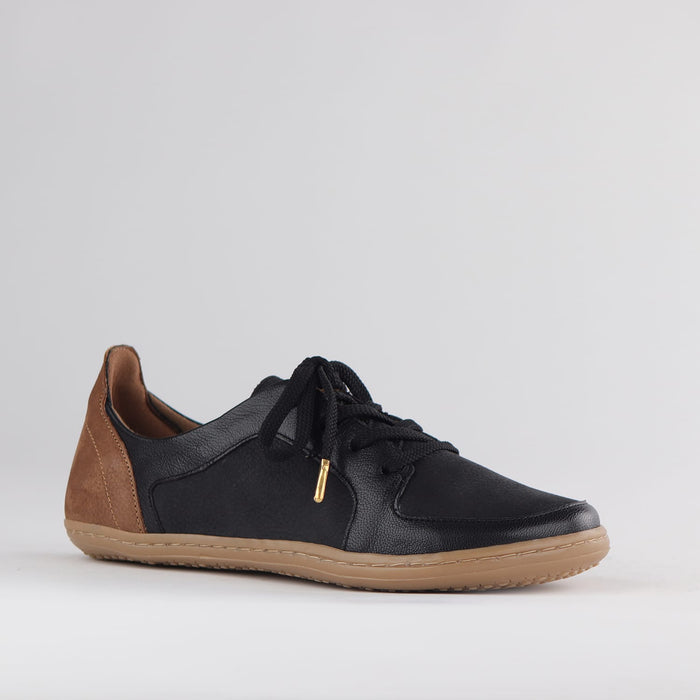 Froggie Shoes Shoes Froggie Women's Lace-up Barefoot Shoe-Removable Footbed-Black and Tabacco Leather Suede - 12829