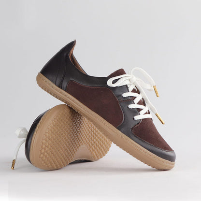 Froggie Shoes Shoes Froggie Women's Lace-up Barefoot Shoe-Removable Footbed-Brown Leather and Suede - 12829