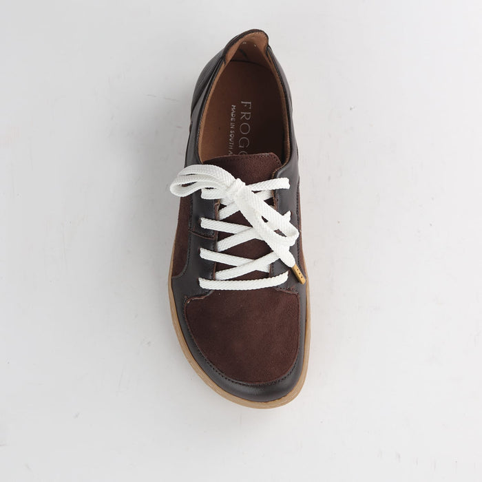 Froggie Shoes Shoes Froggie Women's Lace-up Barefoot Shoe-Removable Footbed-Brown Leather and Suede - 12829