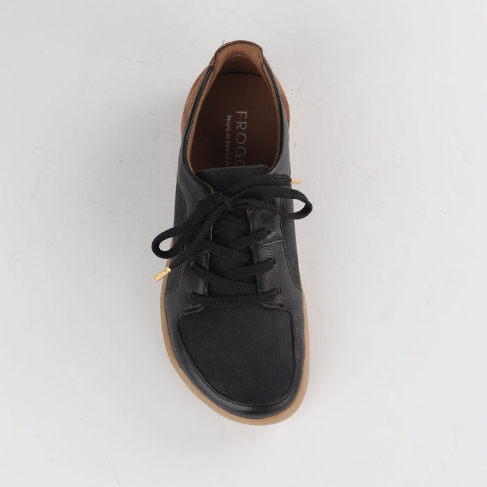 Froggie Shoes Shoes Froggie Women's Lace-up Barefoot Shoe-Removable Footbed-Black and Tabacco Leather Suede - 12829