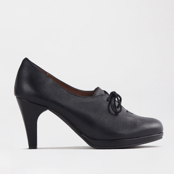 Froggie Lace-up High Heel in Black - 12201 - single side.