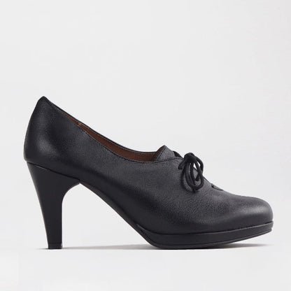 Froggie Lace-up High Heel in Black - 12201 - single side.