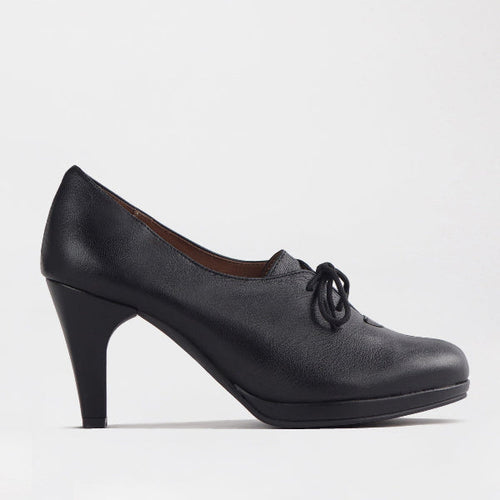 Froggie Lace-up High Heel in Black - 12201 - single side.