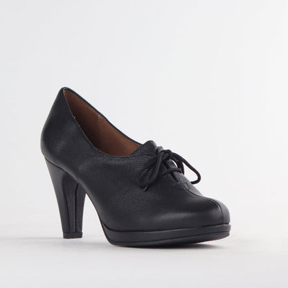 Froggie Lace-up High Heel in Black - 12201 - side angle.