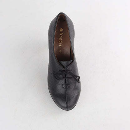 Froggie Lace-up High Heel in Black - 12201 - top angle.