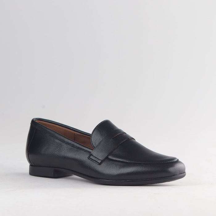 Froggie Women's Loafer -Black Leather - 13029 - side angle