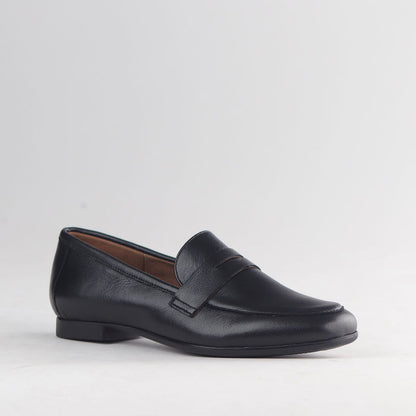 Froggie Women's Loafer -Black Leather - 13029 - side angle