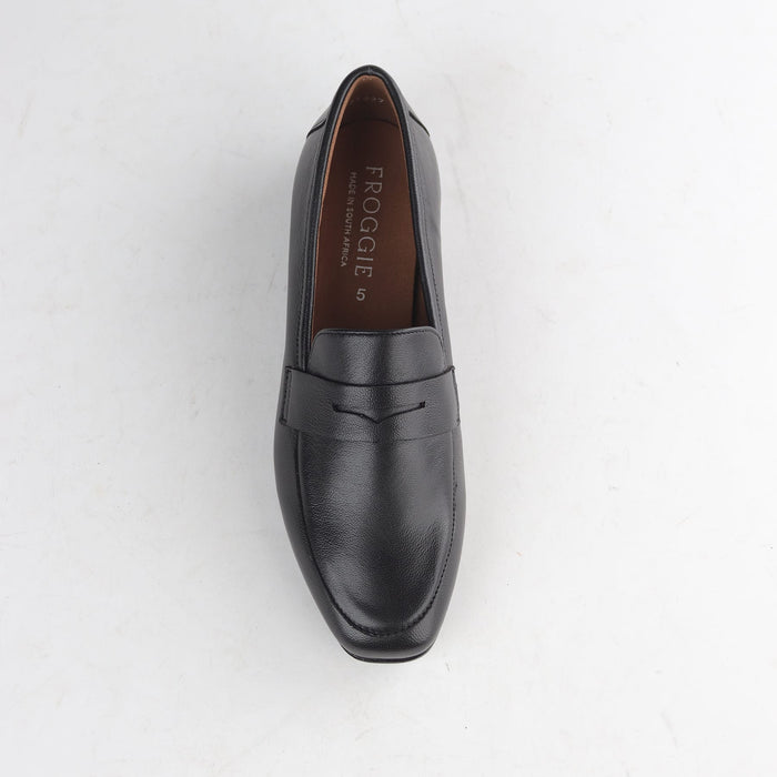 Froggie Women's Loafer -Black Leather - 13029 - top angle