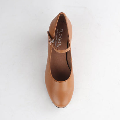 Froggie Shoes Shoes Froggie Women's Mary Jane Block Heel Court Shoe -Tan leather - 13020