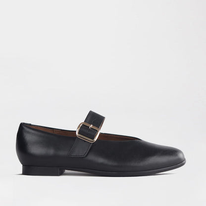 Froggie Shoes Shoes Froggie Women's Mary Jane Flat Court Shoe- Buckle Strap- Black leather - 13031
