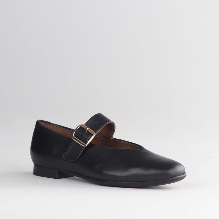 Froggie Shoes Shoes Froggie Women's Mary Jane Flat Court Shoe- Buckle Strap- Black leather - 13031