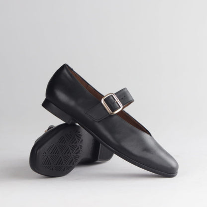 Froggie Shoes Shoes Froggie Women's Mary Jane Flat Court Shoe- Buckle Strap- Black leather - 13031