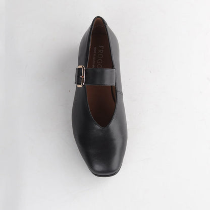 Froggie Shoes Shoes Froggie Women's Mary Jane Flat Court Shoe- Buckle Strap- Black leather - 13031