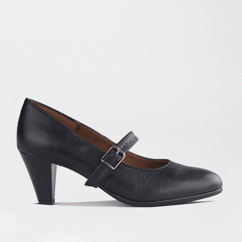 Froggie Women's Mary Jane Court Shoe- Black Leather- 12733 - side