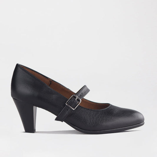 Froggie Women's Mary Jane Court Shoe- Black Leather- 12733 - side