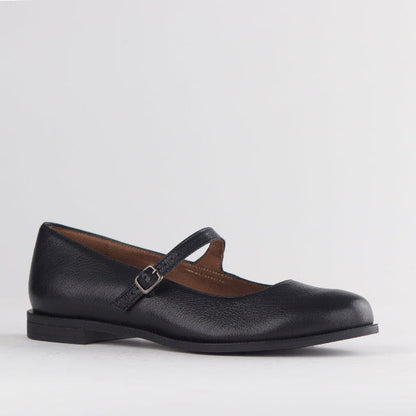 Factory Shop Shoes Penny Pump with Bar Strap in Black -12883