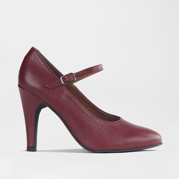 Froggie Women's Mary-Jane Stiletto Court Shoes-Burgundy Leather – 12830