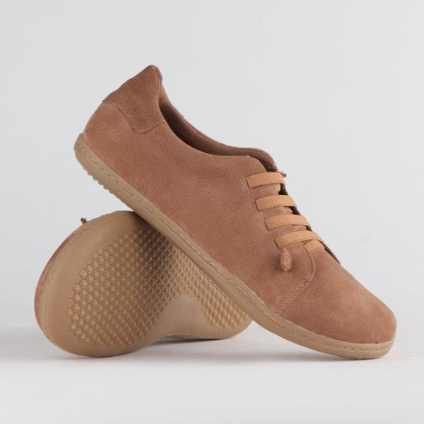 Froggie Elastic Lace barefoot sneaker with Removable Footbed in Tobacco - 12749 - pair.