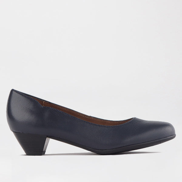 Factory Shop Mid-Heel Court Shoe in Navy - 12635 - single side.