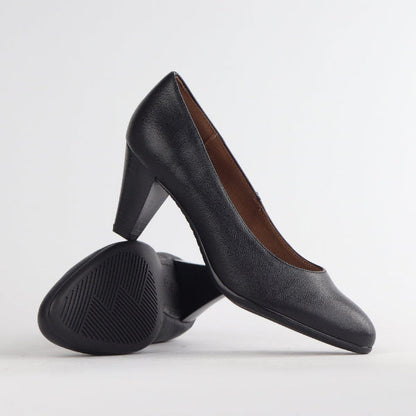 Froggie Mid Heel Court Shoe in Black - 12045 - pair.