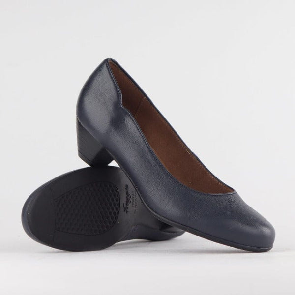 Factory Shop Mid-Heel Court Shoe in Navy - 12635 - pair.