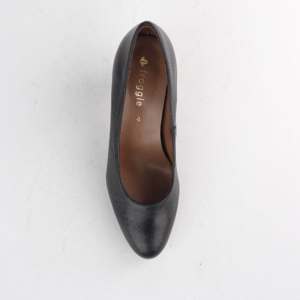 Froggie Mid Heel Court Shoe in Black - 12045 - top angle.