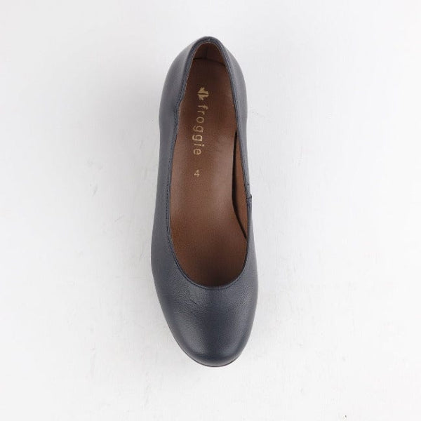 Factory Shop Mid-Heel Court Shoe in Navy - 12635 - top angle.