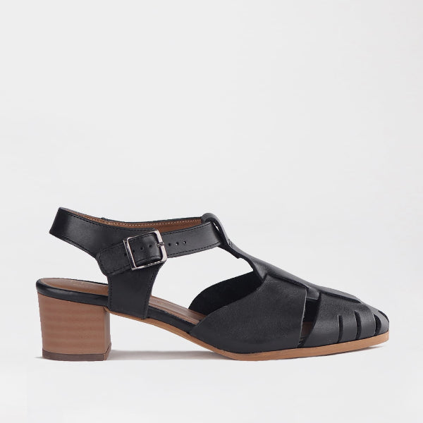 Froggie Shoes Women’s Mid Heel Fisherman Sandal - Black Leather-12993 - side