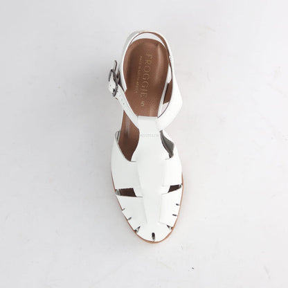 Froggie Shoes Shoes Froggie Women’s Mid Heel Fisherman Sandal - White Leather-12993