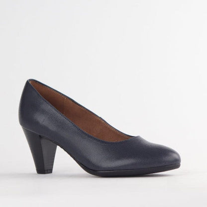 Froggie Mid Heel Court Shoe in Navy - 12045 - side angle.