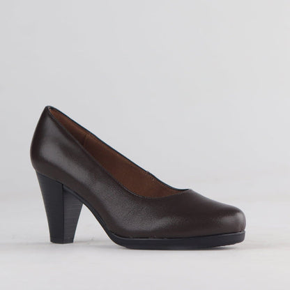 Factory Shop Court Shoe in Brown - 12637 - side angle.