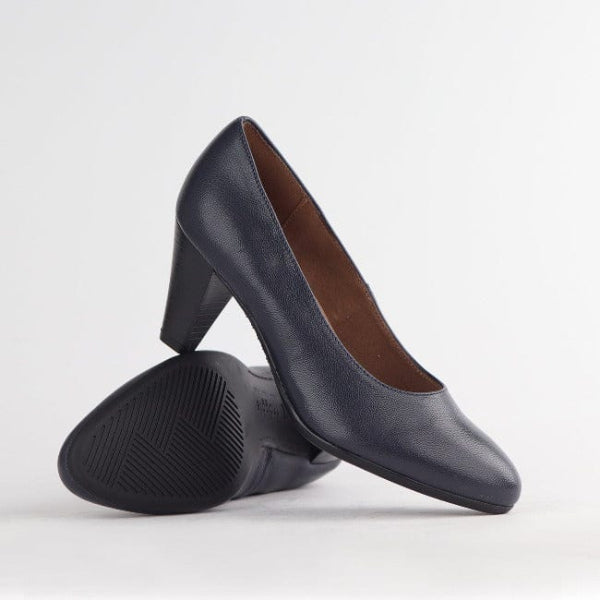 Froggie Mid Heel Court Shoe in Navy - 12045 - pair.