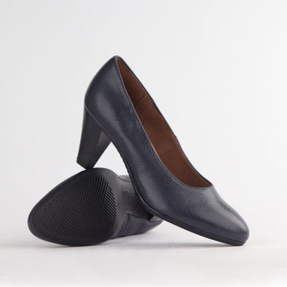 Froggie Mid Heel Court Shoe in Navy - 12045 - pair.