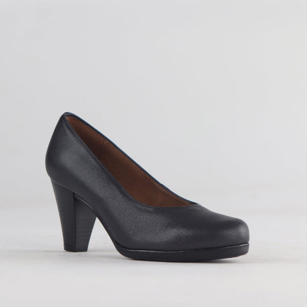 Factory Shop Court Shoe in Black - 12637 - side angle.