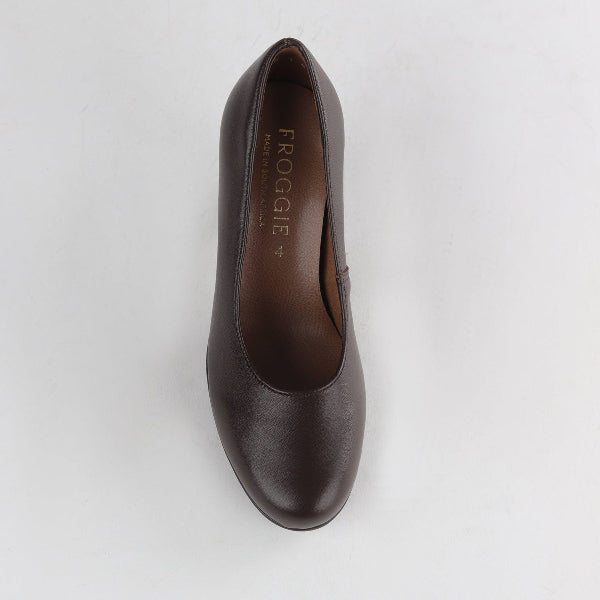 Factory Shop Court Shoe in Brown - 12637 - top angle.