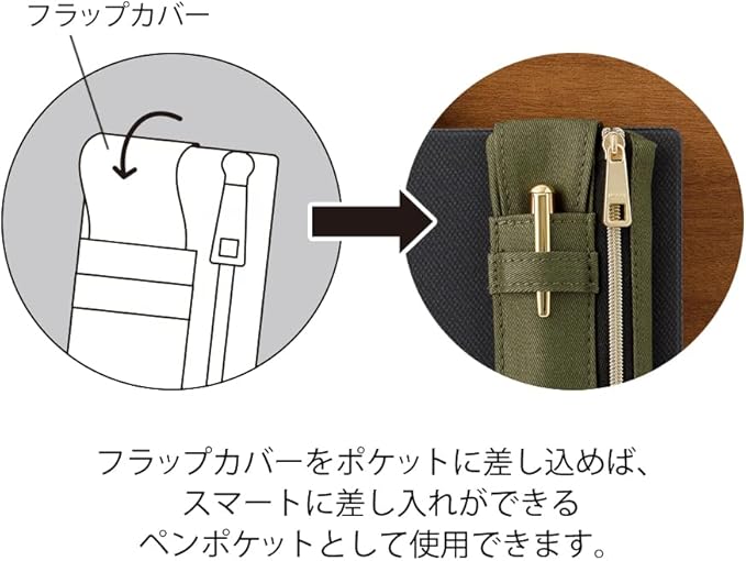 Midori Book Band Pen Case - Khaki