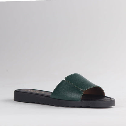 Factory Shop Shoes Froggie Women's Mule Flat Sandal in Pine - 12920