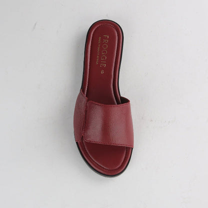 Factory Shop Shoes Froggie Women's Mule Flat Sandal in Red - 12920