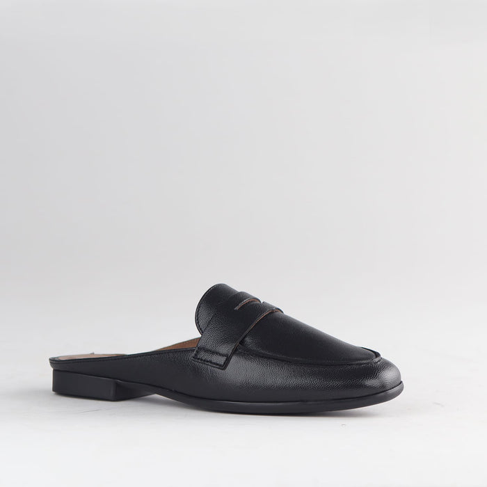Froggie Shoes Loafers Froggie Women's Open back Loafer- Black leather - 12974