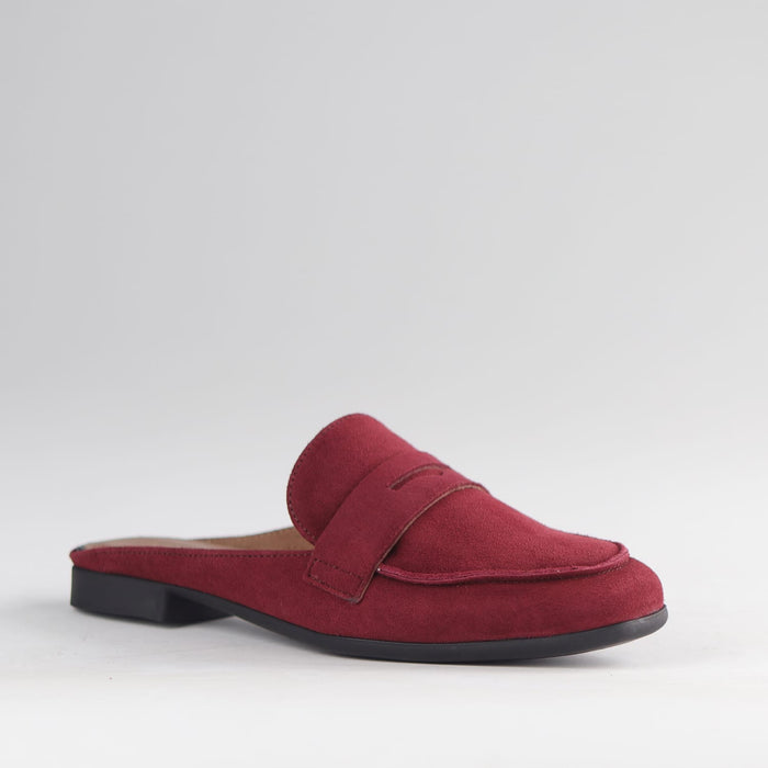 Froggie Shoes Loafers Froggie Women's Open back Loafer- Burgundy Suede - 12974