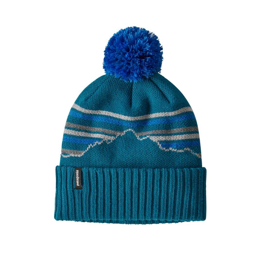 Patagonia Powder Town Beanie - Fitz Roy Retro Stripe Knit: Crater Blue