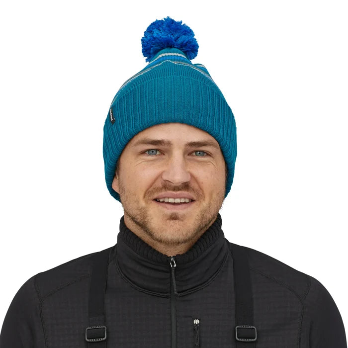 Patagonia Powder Town Beanie - Fitz Roy Retro Stripe Knit: Crater Blue