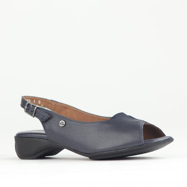Froggie Open Toe Slingback Sandal in Navy - 10345 - side angle.