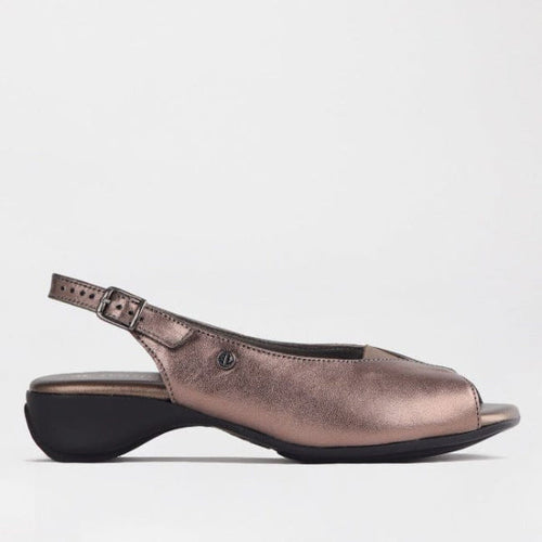 Froggie Open Toe Slingback Sandal in Lead Metallic - 10345 - single side.