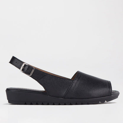 Factory Shop Shoes 4 / Black / 12870 Peep Toe Slingback Sandal in Black - 12870