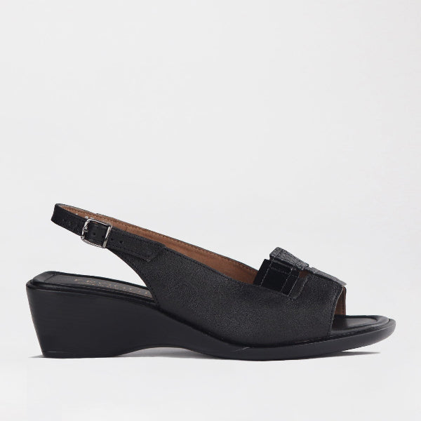 Factory Shop Shoes C36 / Black / 12931 Froggie Women's Peep Toe Slingback Sandal in Black - 12931