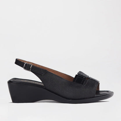 Factory Shop Shoes C36 / Black / 12931 Froggie Women's Peep Toe Slingback Sandal in Black - 12931