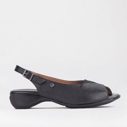 Froggie Open Toe Slingback Sandal in Black - 10345 - single side.