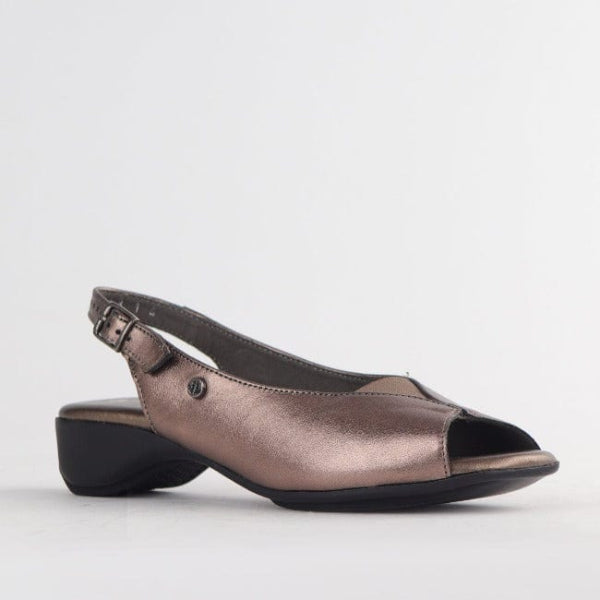 Froggie Open Toe Slingback Sandal in Lead Metallic - 10345 - side angle.